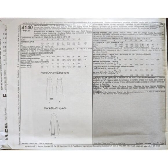 Easy McCalls 4140 Sew News Jumper Sewing Pattern For Misses 12-18 - Picture 2 of 2